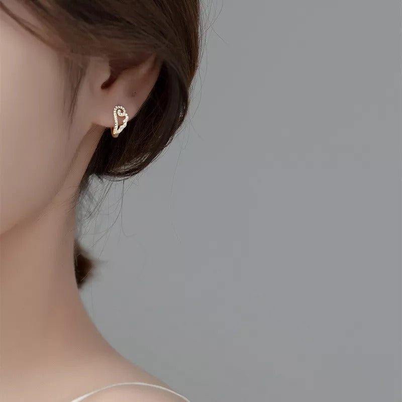 ANYCO Fashion Earrings Gold 925 Sterling Silver Romantic Unique Angel Wings Shiny Zircon Ear Buckle for Women Jewelry