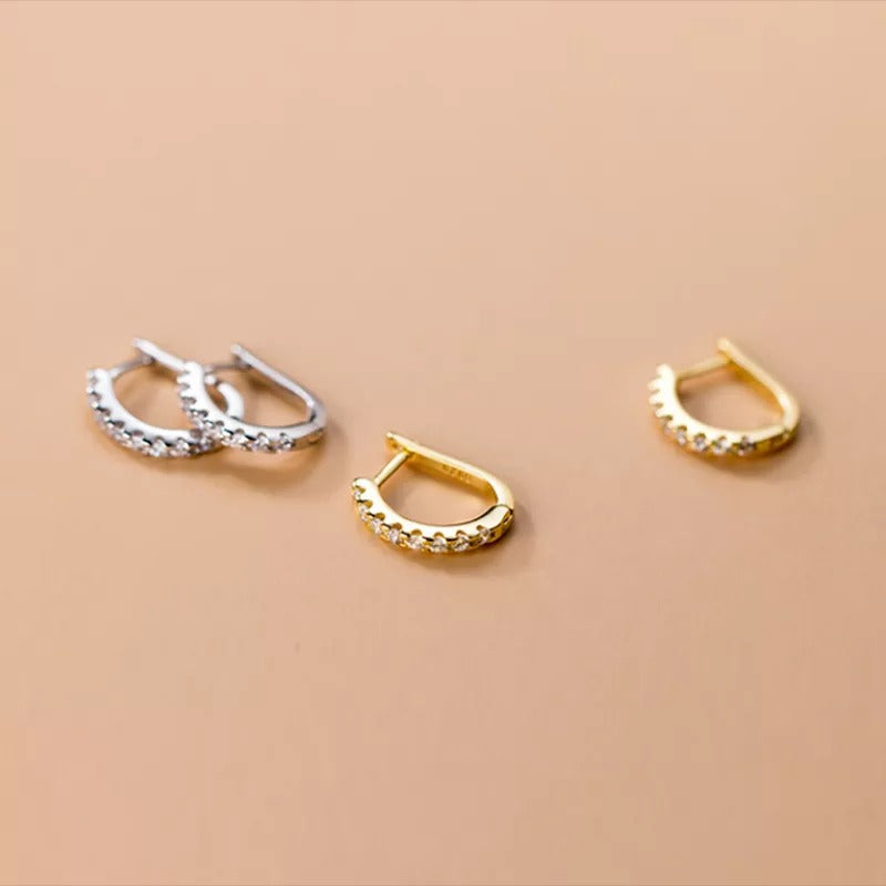 ANYCO Fashion Earrings Silver 925 Sterling Exquisite Zircon Huggies Hoop for Women Piercing Jewelry