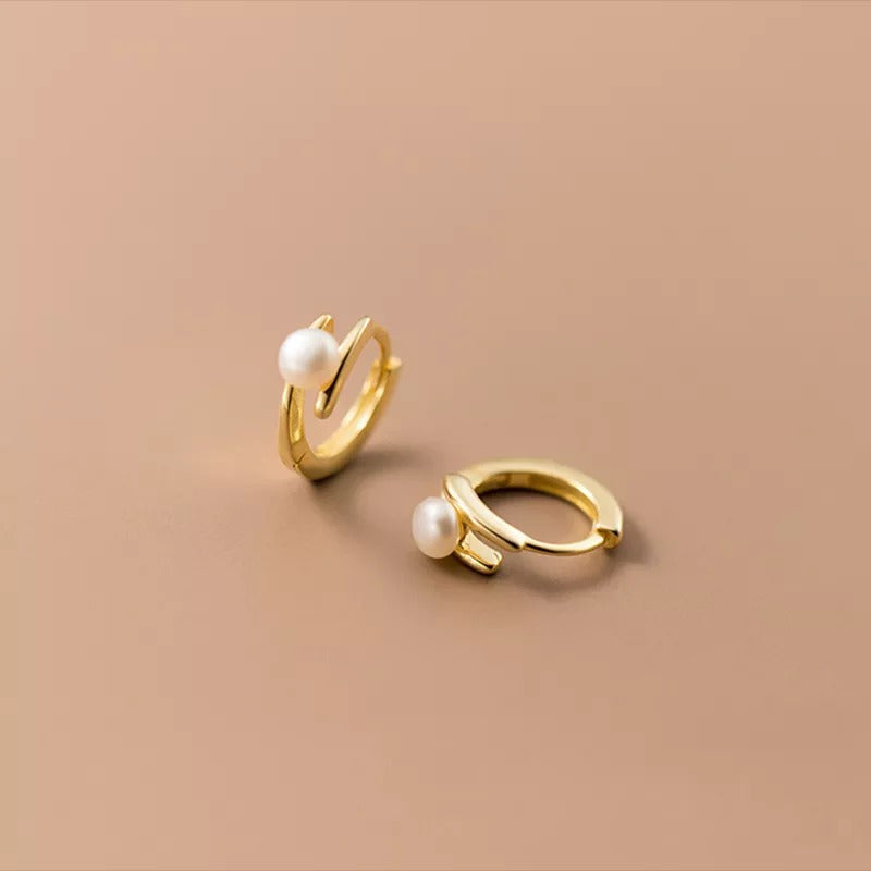 ANYCO Fashion Earrings Gold Trendy Statement Natural Pearl Circle Hoop for Women Huggies Pendiente Fine Piercing Jewelry