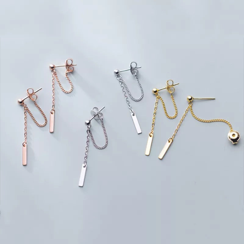 ANYCO  Fashion Earrings Bohemian Rose Gold Link Chain Bead Stud Chic Classic Party Jewelry Gift for Women