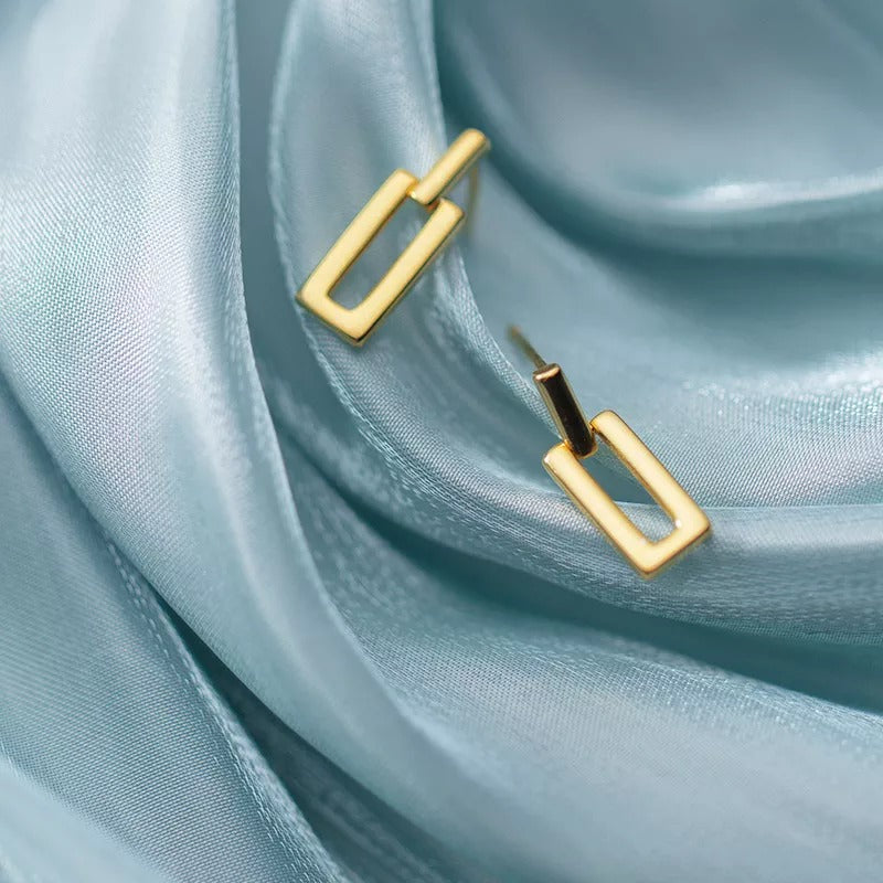 ANYCO Fashion Earrings Gold Trendy Geometric Square Stud Chic Elegant Party Jewelry Accessories for Women