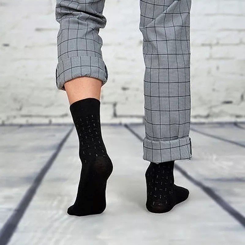 Anyfootwear 5 Pairs Size 6-10 Casual Business Socks High Quality Cotton Breathable Elastic Pattern Design For Men