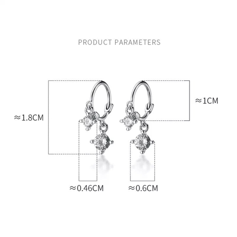 ANYCO  Fashion Earrings Real Gold White Zircon Gothic Dazzling Dangle Pendant Fine Jewelry Gift for Women