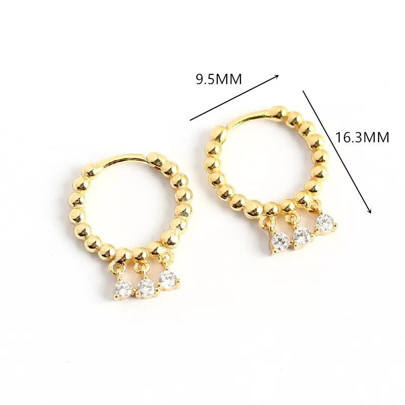 ANYCO Earrings Sterling Silver Punk Hip-Hop Pave Round Zircon Tassel Stud For Women Teen Girl Fine Fashion Stylish Accessories Jewelry Gifts