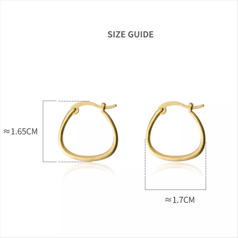 ANYCO Fashion Earrings Genuine Gold Minimalist Golden Line Geometric Stud Earrings Hoop Jewelry Gift for Women