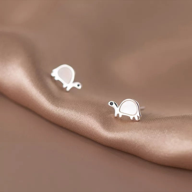 ANYCO  Fashion Earrings Gold 925 Sterling Cute Zootopia Shell Turtle Small Stud for Women Chic Jewelry Kid Gift