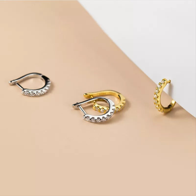 ANYCO Fashion Earrings Silver 925 Sterling Exquisite Zircon Huggies Hoop for Women Piercing Jewelry