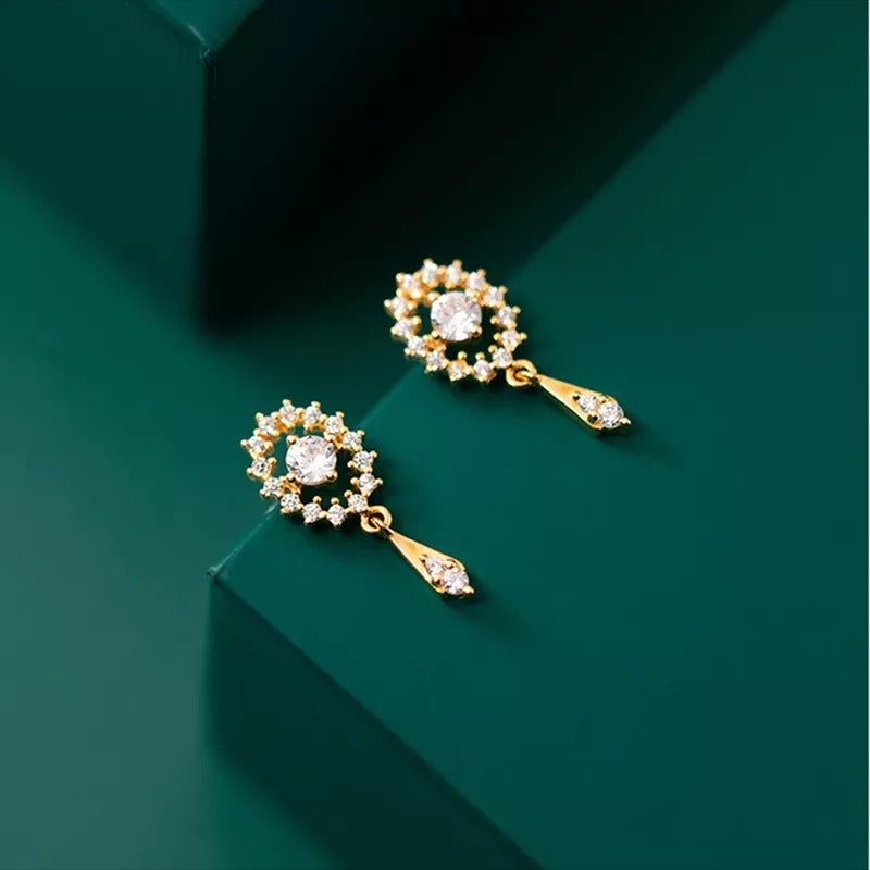 ANYCO Fashion Earrings Sterling Silver Luxury Full Zircon Elegant Oval Stud for Women Trendy Charm Wedding Anniversary Jewelry Gift