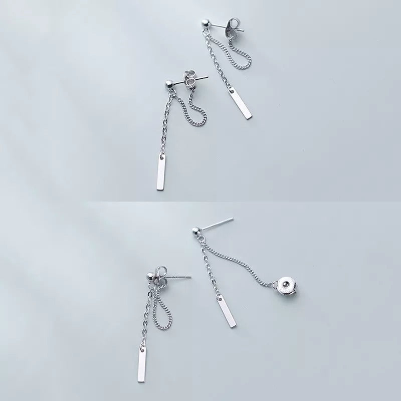 ANYCO Fashion Earrings Genuine Sterling Silver Bohemian Link Chain Bead Stud Chic Classic Party Jewelry Gift for Women