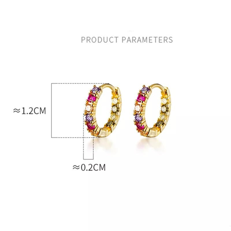 ANYCO Fashion Earrings Luxury Genuine Gold Color Zircon Mini Stud Princess Wedding Fine Hoop Jewelry Gift for Women