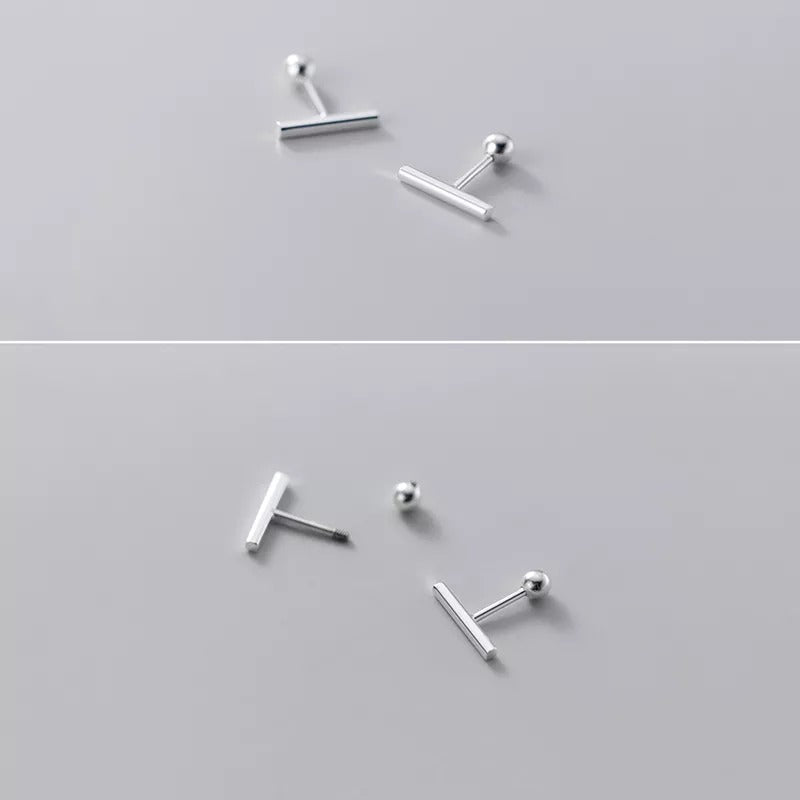 ANYCO Fashion Earrings Real Sterling Silver Minimalist Geometric Strip Bear Stud for Women Office Daily Jewelry Accessories