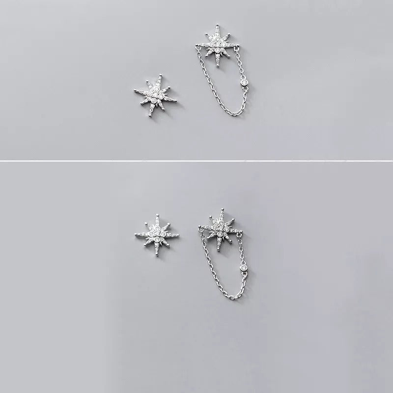 ANYCO Fashion Earrings Sterling Silver Creative Light Star Cuban Chain Stud for Women Punk Party Jewelry Accessories