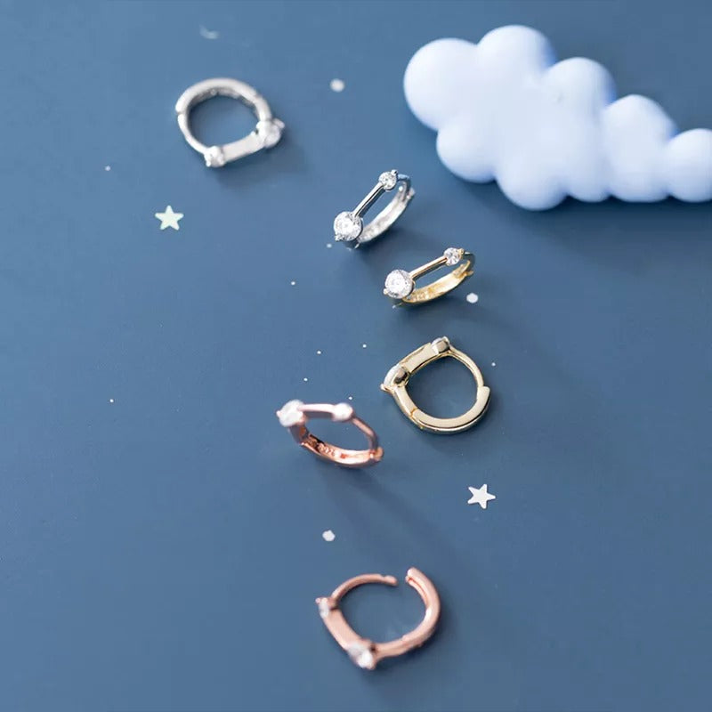 ANYCO Fashion Earrings Sterling Silver Minimalism Geometric Strips Zircon Mini Small Stud for Women Teen Unisex Jewelry Gifts