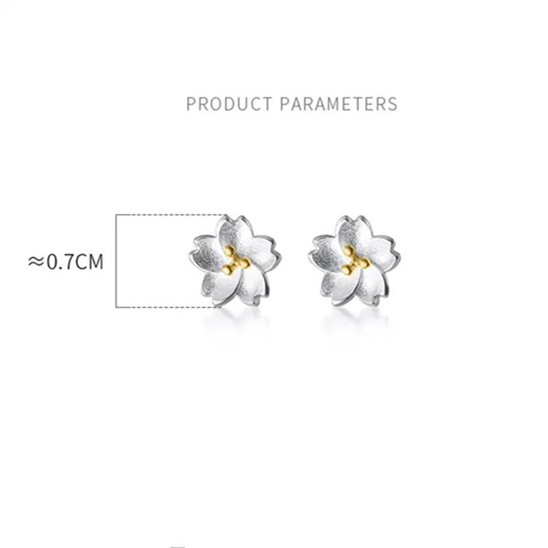 ANYCO Fashion Earrings Real Sterling Silver Sweet Romantic White Flowers Mini Stud Jewelry for Women
