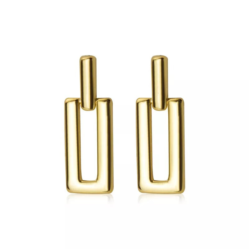 ANYCO Fashion Earrings Gold Trendy Geometric Square Stud Chic Elegant Party Jewelry Accessories for Women