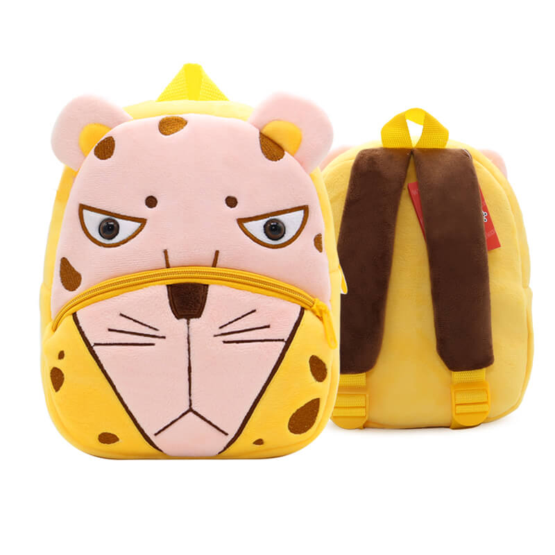 ANYKIDZ 3D Yellow Leopard Kids School Backpack Cute Cartoon Animal Style Children Toddler Plush Bag Perfect Accessories For Boys and Girls