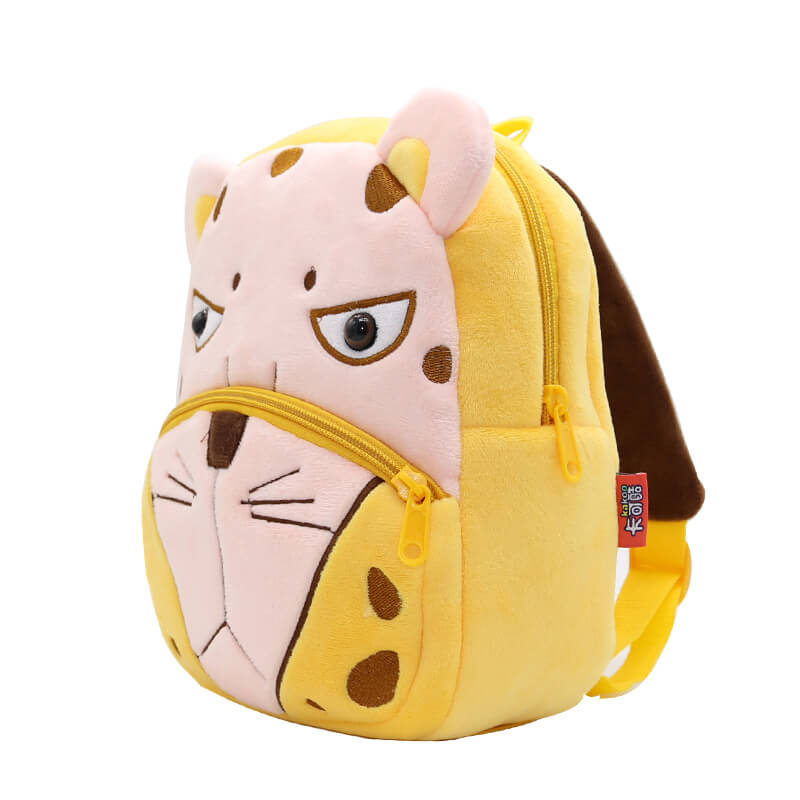 ANYKIDZ 3D Yellow Leopard Kids School Backpack Cute Cartoon Animal Style Children Toddler Plush Bag Perfect Accessories For Boys and Girls