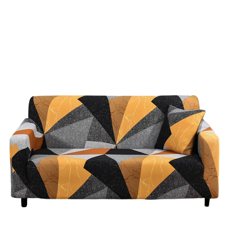 Anyseat 4 Seater Sofa Cover Golden Yellow Geometric Style and Protection For Living Room Sofa Chair Elastic Stretchable Slipcover