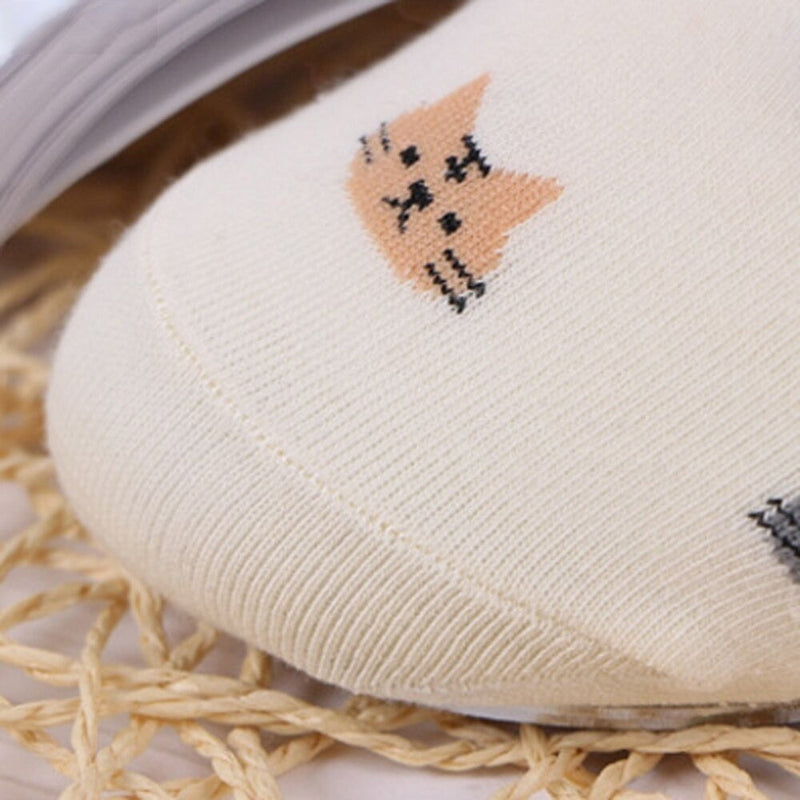 Anyfootwear 5 Pairs White Cat Size 5-9 Fashion Socks High Quality Office Sports Bussiness Long Socks Cotton Solid Colors Skateboard Knitted Casual