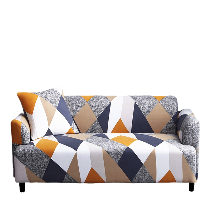 Anyseat 4 Seater Sofa Cover Khaki Geometric Style and Protection For Living Room Sofa Chair Elastic Stretchable Slipcover