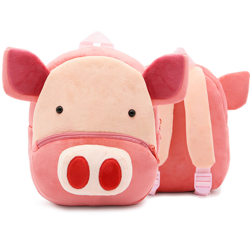 ANYKIDZ 3D Pink Pig Kids School Backpack Cute Cartoon Animal Style Children Toddler Plush Bag Perfect Accessories For Boys and Girls