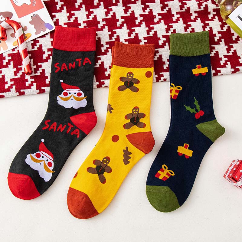 Anyfootwear 3 Pairs Women’s Seasonal Cotton Socks Funny Gift Party Multi Color