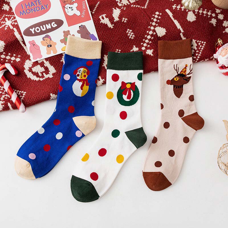 Anyfootwear 3 Pairs Women’s Joyful Holiday Cotton Socks Funny Gift Party