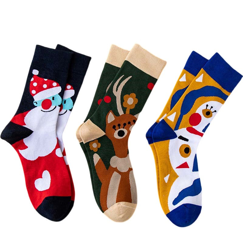 Anyfootwear 3 Pairs Women’s Cartoon Holiday Cotton Socks Funny Gift Party