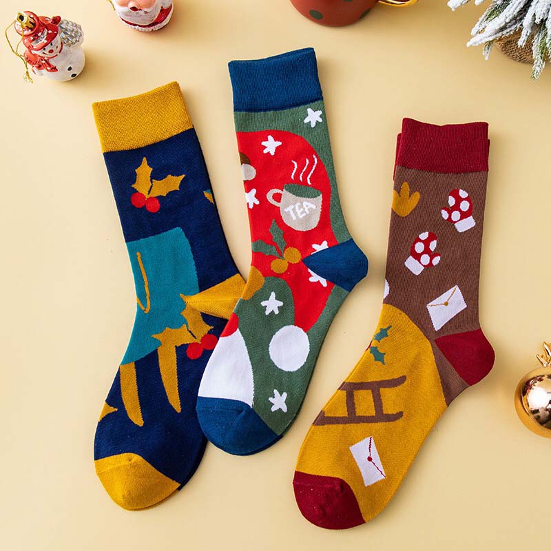 Anyfootwear 3 Pairs Women’s Art Holiday Cotton Socks Funny Gift Party