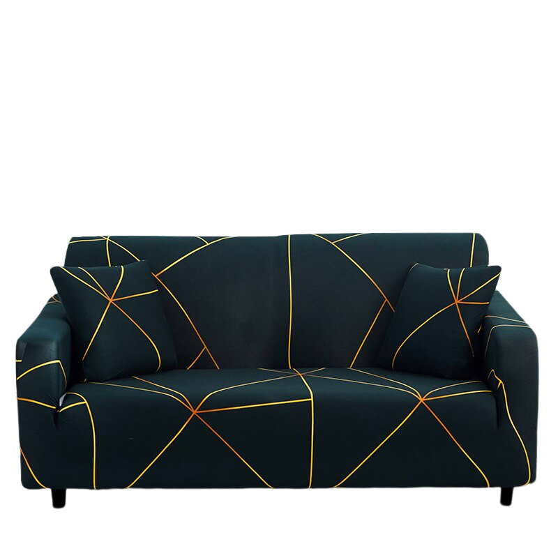 Anyseat 4-Seater Sofa Cover – Dark Green Linear Style Slipcover for Living Room Chair Protection