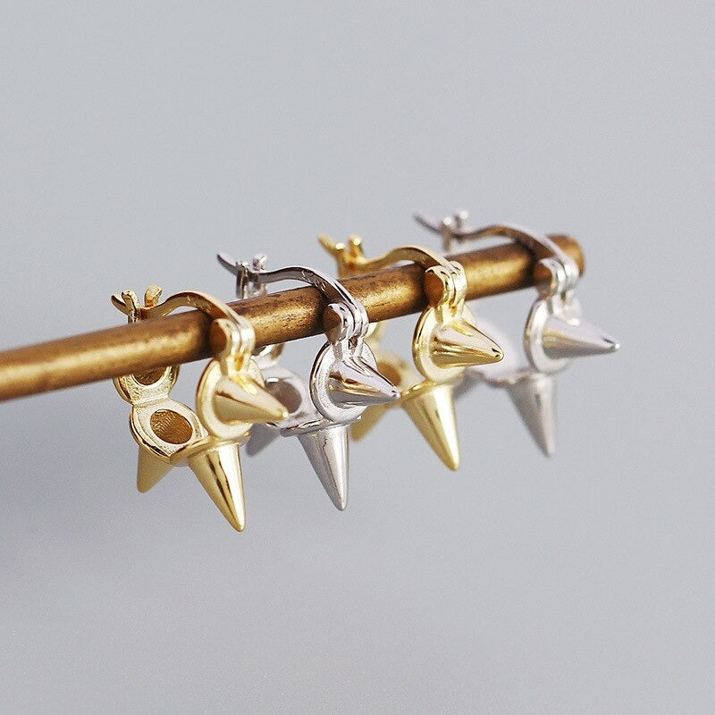 ANYCO Buckle Earrings Punk Minimalist Rivets Ear Buckle Women Men Hip Hop Rock Jewelry Sterling Silver