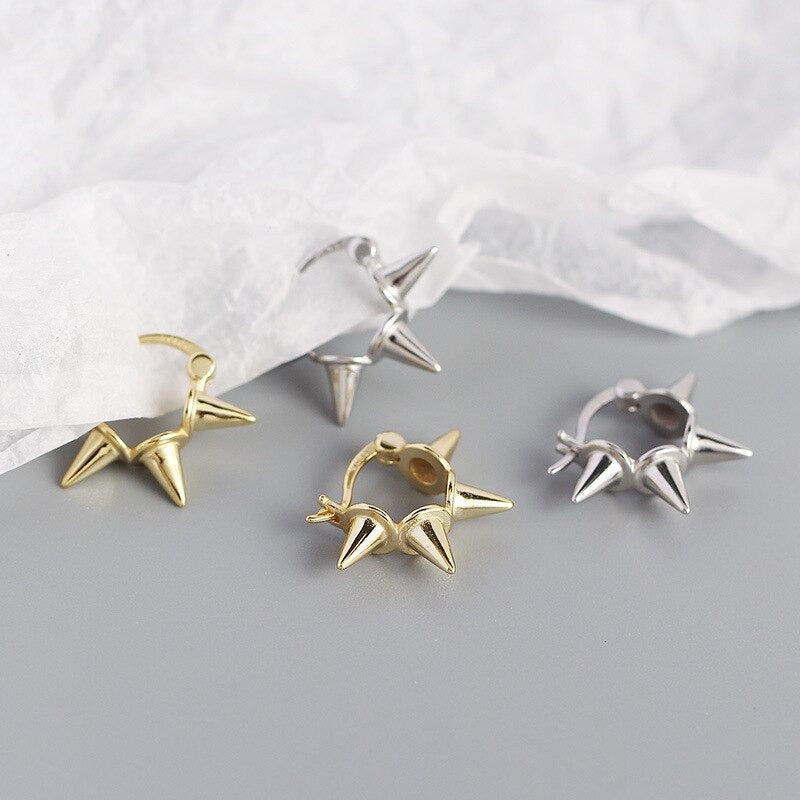 ANYCO Buckle Earrings Punk Minimalist Rivets Ear Buckle Women Men Hip Hop Rock Jewelry Sterling Silver