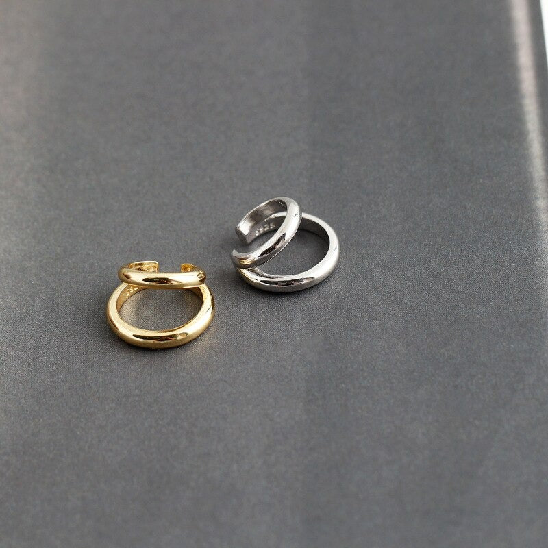 ANYCO Earrings Minimalist Double Punk Gothic Ear Clip Women Men Hip Hop Ear Cuff Jewelry Gold