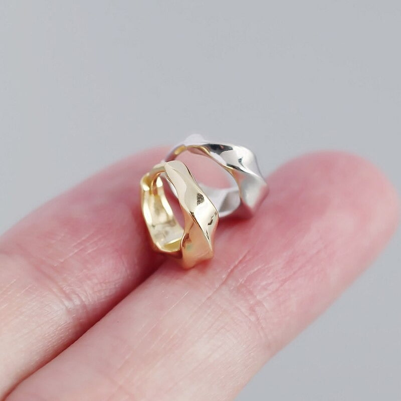 ANYCO Earrings Minimalism Glossy Huggies Sterling Silver Bohemian Twisted Goth Hoop Earring Punk For Women Jewelry