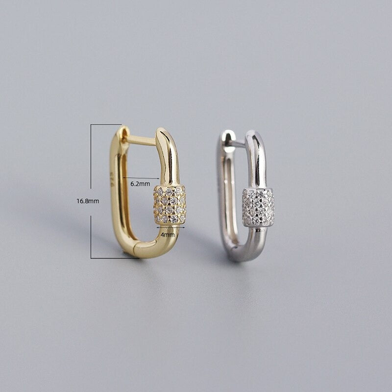 ANYCO Fashion Earrings  Punk Goth Lock Ear Buckle Trendy Hoop For Women Fine Jewelry Gold
