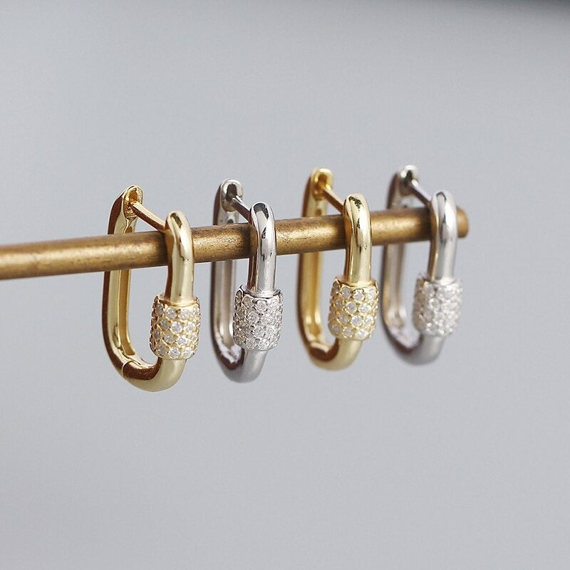 ANYCO Fashion Earrings  Punk Goth Lock Ear Buckle Trendy Hoop For Women Fine Jewelry Gold