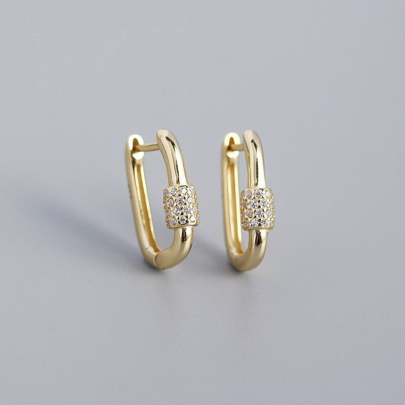 ANYCO Fashion Earrings  Punk Goth Lock Ear Buckle Trendy Hoop For Women Fine Jewelry Gold