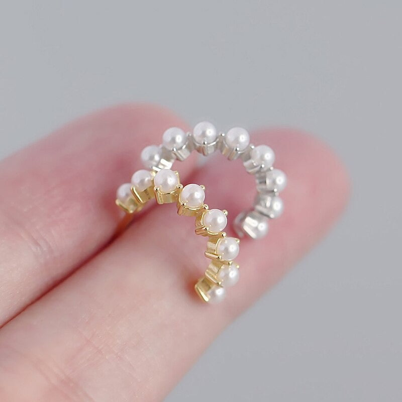 ANYCO Stud Fashion Earrings Simple Bohemian Pearl  Women Goth Hip Hop Piercing Hoop Jewelry Gold