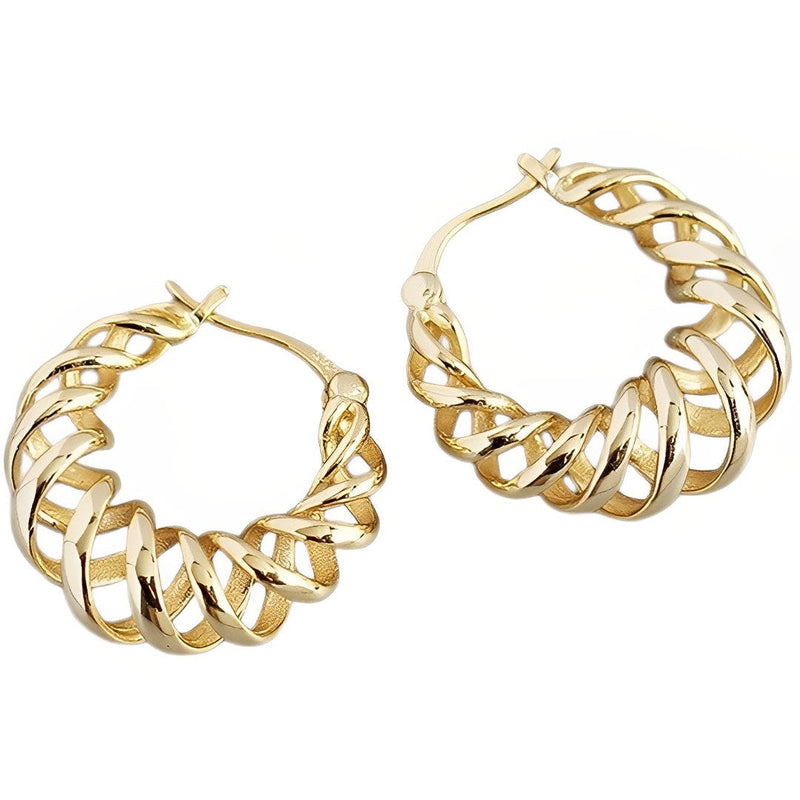 ANYCO Earrings Hip Hop Punk Hollow Twisted  Unique Exaggerated Hoop Piercing For Women Jewelry Gold