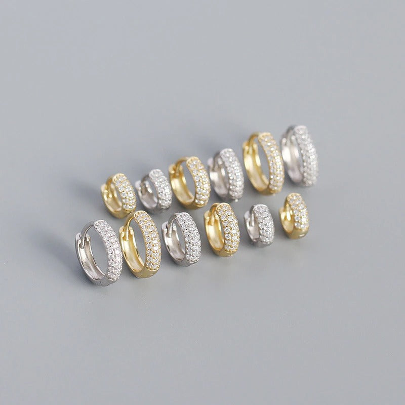 ANYCO Earrings Luxury Zircon Punk Circle Hoop Bohemian Piercing Ear Buckle For Women Accessories 6MM Gold