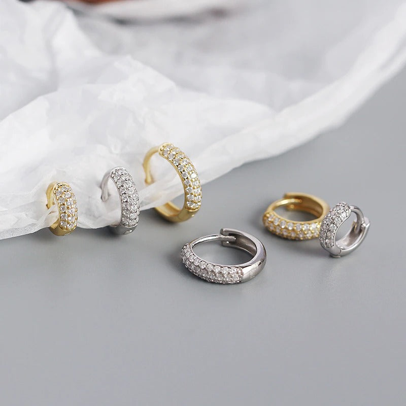 ANYCO Earrings Luxury Zircon Punk Circle Hoop Bohemian Piercing Ear Buckle For Women Accessories 6MM Gold