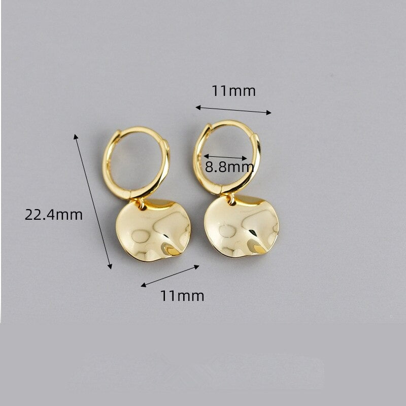 ANYCO Earrings Gold Plated Minimalist Geometric Round Uneven Stud For Women Teen Girl Elegant Perfect Fashion Stylish Accessories Jewelry Gifts