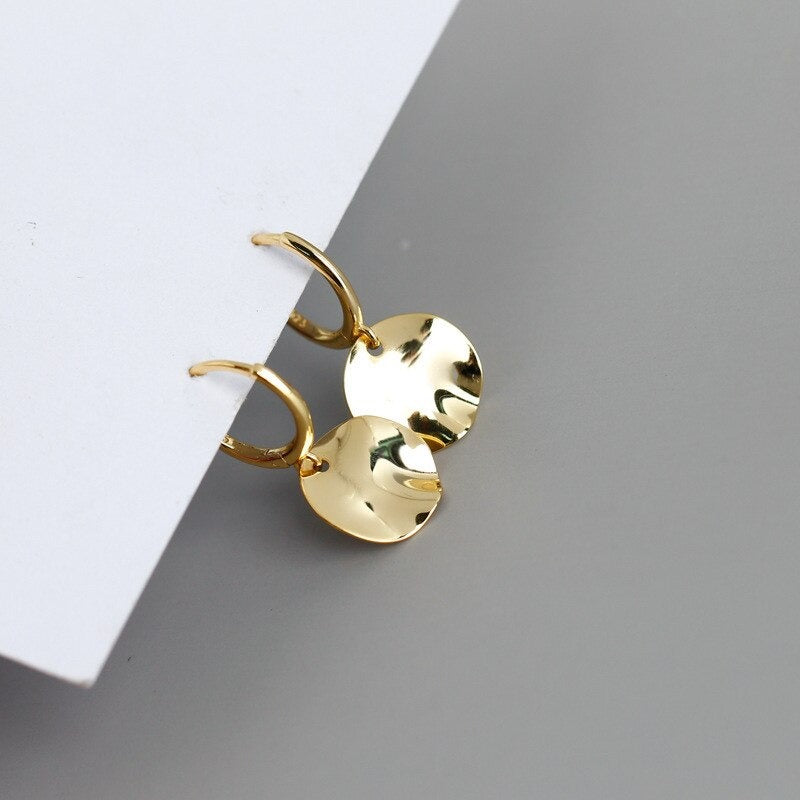 ANYCO Earrings Gold Plated Minimalist Geometric Round Uneven Stud For Women Teen Girl Elegant Perfect Fashion Stylish Accessories Jewelry Gifts