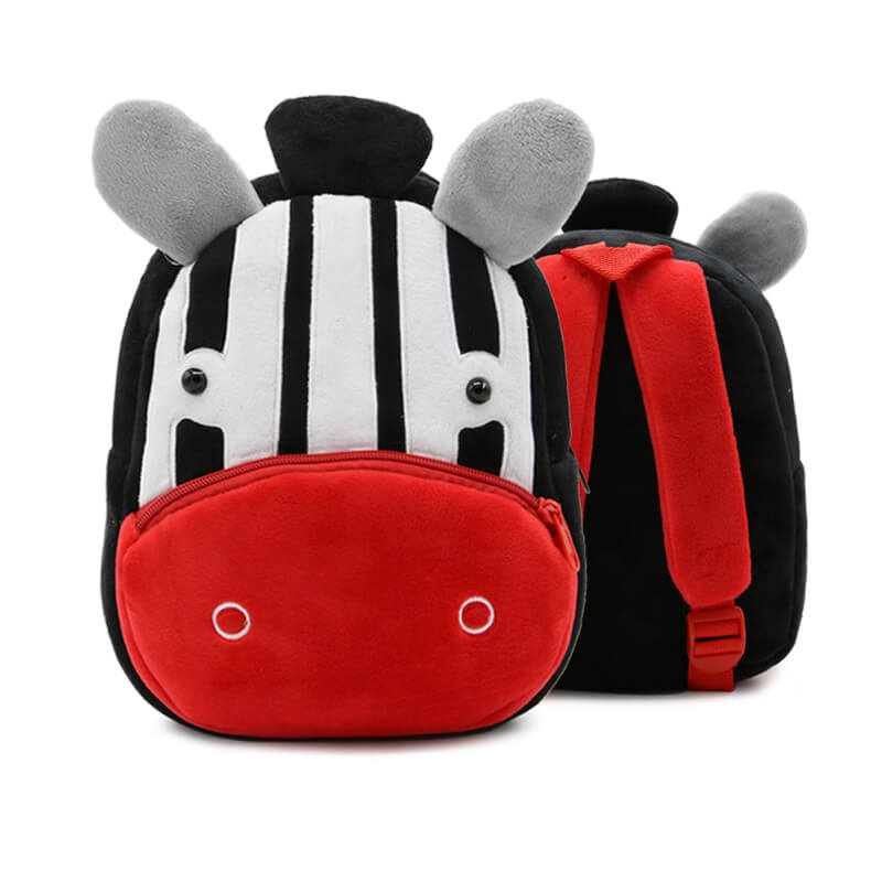 ANYKIDZ  3D Black Zebra Kids School Backpack Cute Cartoon Animal Style Children Toddler Plush Bag Perfect Accessories For Baby Girls and Boys